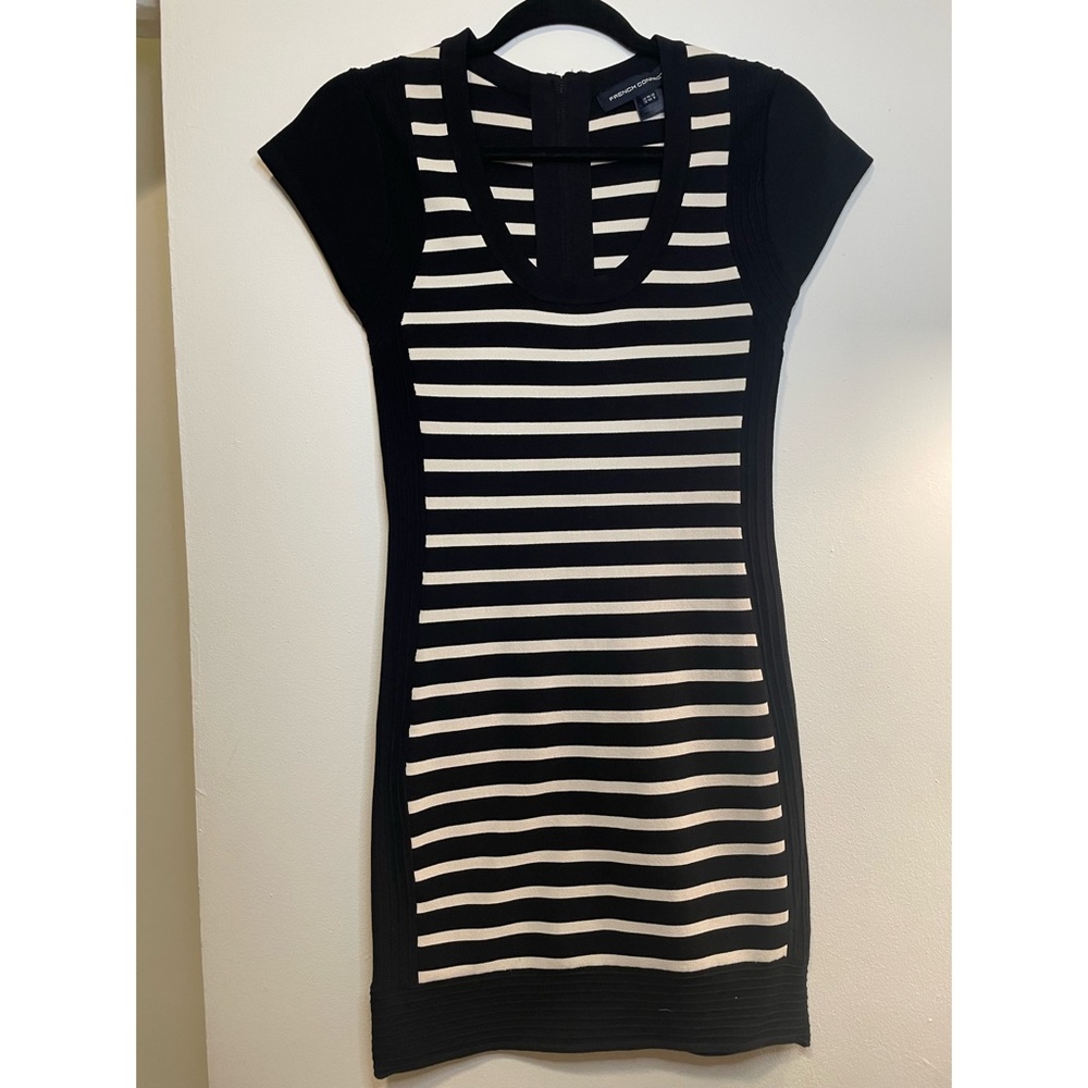 Black and White French Connection Body Con Dress